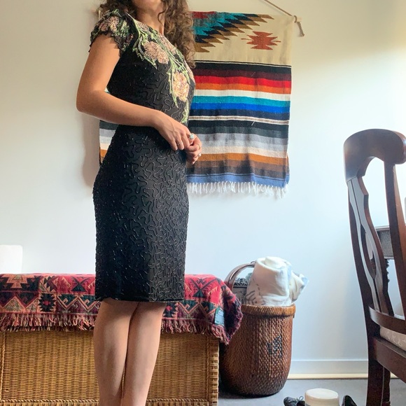 Vintage Silk Scala Beaded Dress - Picture 2 of 7